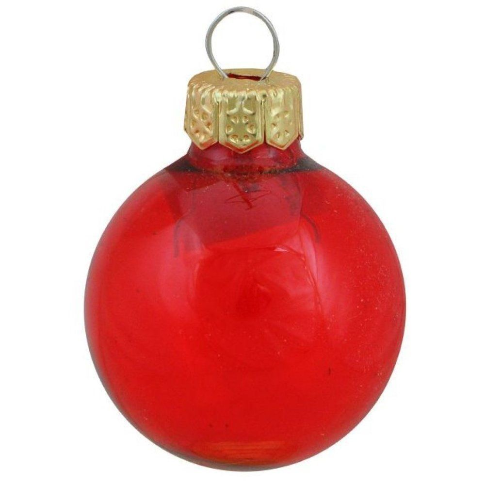 Whitehurst Clear Red Glass Ball Christmas Ornaments 1.25" (30mm) set of 19
